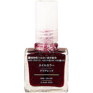 滑らかな塗り心地で乾きが早い。透け感のある発色。<br>
ネイルカラークリアレッド¥454/無印良品 銀座